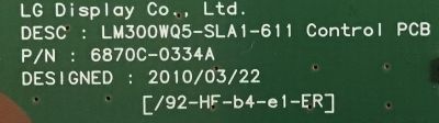 T-CON PARA MONITOR DELL / 6871L-2267A / 6870C-0334A / 2267A / LM300WQ5-SLA1 / PANEL LM300WQ5 (SL)(A1) / MODELO U3011T - Imagen 3