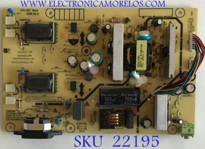 FUENTE DE PODER PARA MONITOR HP / 790871400A00R / 490481400600R / ILPI-027 REVA / PANEL LM190WX1 (TL)(D1) / MODELO 19-INCH