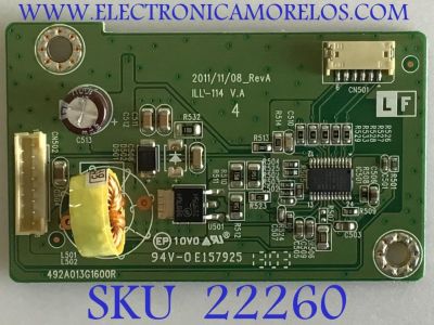 LED DRIVER PARA MONITOR VIEWSONIC / 79P230500502R / 492A013G1600R / ILL-114 V.A / PANEL M236HGE-L20 / MODELO VX2450WM-LED