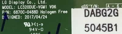 T-CON LG / 6871L-5045B / 6870C-0488D / 5045B / PANEL LC320DUE (FK)(A1) / MODELO 32LV760M-UC.AUSYLJM - Imagen 2