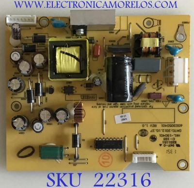 FUENTE DE PODER PROSCAN / HKL-190401 / 6003050401 / 40104591 / PANEL HK185WLEDM-DH99H / MODELO PLEDV1945A-D