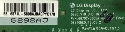 T-CON PARA TV DAEWOO / 6871L-5898A / V19_UHD_TM120_VO.3 / MODELO TW55R70F / K-LED55UHDSPK - Imagen 2