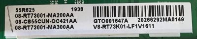 MAIN TCL / 08-CS55CUN-OC421AA / 40-RT73H1-MAA2HG / 08-RT73001-MA200AA / 08-TR73001-MA300AA / V8-RT73K01-LF1V1611 /  PANELLVU550NDBL / MODELO 55R625 - Imagen 2