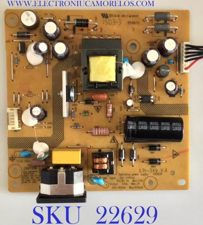 FUENTE DE PODER PARA MONITOR / VIEWSONIC / 790RR1400601R00 / 491A017T1400R03 / ILPI-349 V.A / PANEL M236HJJ-L31 REV.C1 / MODELO VA2465SMH