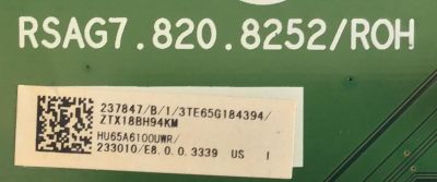 MAIN PARA TV HISENSE / 237847 / RSAG7.820.8252/ROH / 233010 / PANEL HD650S1U51-L2\S0\GM\ROH / MODELO 65RGE - Imagen 3