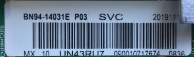 MAIN ORIGINAL PARA TV SAMSUNG / NUMERO DE PARTE BN94-14031E / BN41-02703B / BN97-15628F / BN9414031E / PANEL CY-NN043HGHV2H / DISPLAY ST4251D01-4 VER.2.1 / MODELO UN43RU7100FXZA CC07 / UN43RU7100FXZC - Imagen 3