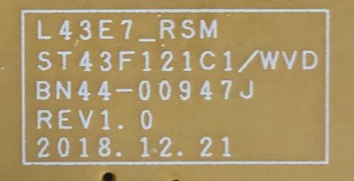FUENTE DE PODER PARA TV SAMSUNG / BN44-00947J / L43E7_RSM / ST43F121C1/WVD / BN4400947J / PANEL CY-NN043HGHV2H / MODELOS UN43RU7100FXZA CC07 / UN43RU7100FXZA DA05 / UN43RU7100FXZA BC19 - Imagen 3