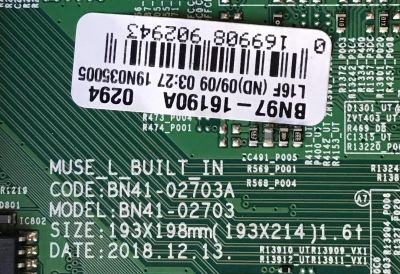 MAIN ORIGINAL PARA TV SAMSUNG / NUMERO DE PARTE BN94-14884T / BN41-02703A / BN97-16190A / PARTE SUSTITUTA BN94-14031E / PANEL CY-NN043HGHV2H / DISPLAY ST4251D01-4 VER.2.1 / MODELOS UN43RU7100FXZA / UN43RU7100FXZA CC07 / UN43RU7100FXZA CC07 - Imagen 3