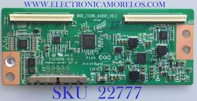 T-CON PARA TV VIZIO / NUMERO DE PARTE 60106-00059 / BOE_TCON_43001_V0.2 / 20170209 / K19030188 / PANEL BOEI430WU1-H / MODELOS D43FX-F4 / D43FX-F4 LHBFVN / D43FX-F4 LHBFVNMV / D43FX-F4 LHBFVNLV / D43FX-F4 LHBFVNAU