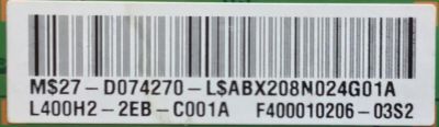 LED DRIVER PARA TV TOSHIBA / 27-D074270 / T87D177.00 / L400H2-2EB / PANEL V400HK2-LS5 REV.C1 / MODELO 40L5200U2 - Imagen 2