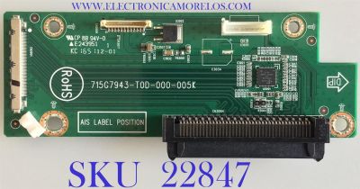 PLACA CONECTOR PARA TV NEC / CTPCFQN5 / 715G7943-T0D-000-005K / (Q)CTPCFQN5 / MODELOS P404 / P554 / V554 / V404