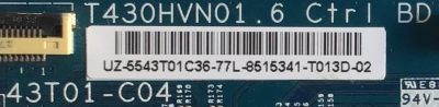 T-CON PARA TV SAMSUNG / BN96-36970B / T430HVM01.6 / 43T01-C04 / 5543T01C36 / PANEL CY-KK043BGAV3H / MODELO HG43NE470SFXZA - Imagen 2