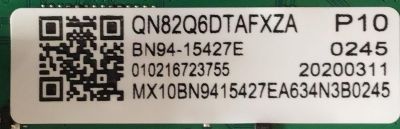 MAIN PARA TV SAMSUNG QLED 4K·UHD·HDR / NUMERO DE PARTE BN94-15427E / BN41-02756A / BN41-02756B / BN97-16848Y / BN9415427E / BN41-02756B-000 / PANEL CY-RT082HGLV1H / MODELO QN82Q6D / QN82Q6DTAFXZA FA01 - Imagen 5