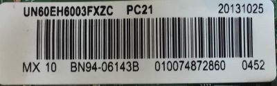 MAIN PARA TV SAMSUNG / BN94-06143B / BN41-01937B / BN97-06989B / SUSTITUTA BN94-06143A / PANEL CY-DE600CGSV2V / MODELOS UN60EH6003FXZA HH01 / UN60EH6003FXZC - Imagen 2