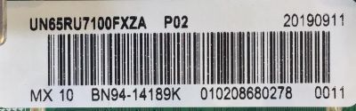 MAIN PARA SMART TV SAMSUNG 4K UHD CON HDR RESOLUCION (3,840 x 2,160) / BN94-14189K / BN41-02703A / BN97-15719D / PANEL CY-NN065HGLV2H / DISPLAY LSF650FN08-N01 / BN96-45620A / MODELO UN65RU7100FXZA FA01 - Imagen 3