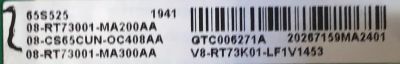 MAIN PARA TV TCL 4K·UHD·HDR / NUMERO DE PARTE 08-CS65CUN-OC408AA / 40-RT73H1-MAA2HG / 40-RT73H1-MAA1HG / RTD2873 / 08-RT73001-MA200AA / 08-RT73001-MA300AA / PANEL´S LVU650NEBL CD9W10 / LVU65NDBL CD9W04 / LVU650NDJL / MODELOS 65R625 / 65S535 / 65S525LBAA - Imagen 2