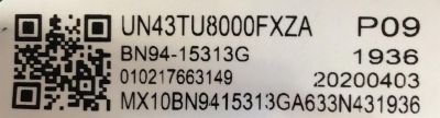 MAIN PARA TV SAMSUNG 4K·UHD·HDR SMART TV / NUMERO DE PARTE BN94-15313G / BN41-02756A / BN97-16662X / BN9415313G / PANEL CY-BT043HGEV1H / MODELO UN43TU8000 / UN43TU8000FXZA BA01 - Imagen 2