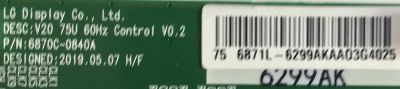 T-CON PARA TV SONY / NUMERO DE PARTE 6871L-6299A / 1-007-129-11 / 6870C-0840A / 6299A / PANEL YSAF075CNG01 / DISPLAY LC750EQY (SN)(A1) / MODELOS XBR-75X800H / XBR75X800H / XBR-75X81CH / XBR75X81CH / KD-75X80J / KD75X80J / KD-75X80CJ / KD75X80CJ - Imagen 2