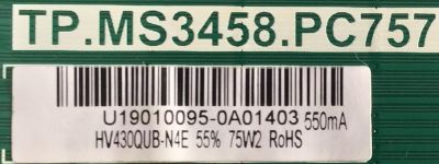 MAIN FUENTE ((COMBO)) PARA TV RCA 4K·UHD / NUMERO DE PARTE NUMERO DE PARTE AE0011742 / TP.MS3458.PC757 / HV430QUB-N4E / DISPLAY HV430QUB-N1A / BN96-45714A / BN9645714A / MODELO RTU4300 - Imagen 2
