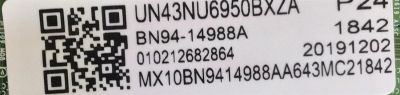 MAIN PARA TV SAMSUNG 4K UHD HDR / NUMERO DE PARTE BN94-14988A / BN41-02662A / BN97-15333C / BN9414988A / PANEL'S CY-NN043HGEVMH / CY-NN043HGNV1H / DISPLAY HV430QUBN1A / MODELOS UN43NU6900 / UN43NU6900BXZA BC02 / UN43NU6950 / UN43NU6950BXZA BC02 - Imagen 2