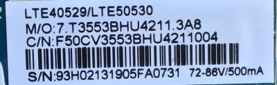 MAIN FUENTE PARA TV JENSEN / LTE40529 / CV3553BH-U42 / LTE50530 / 7.T3553BHU4211.3A8 / 93H0213 / PANEL V400HJ6-PE1 C3 / DLED39.5DX  / MODELO JE4015 - Imagen 2