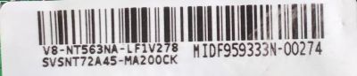 MAIN FUENTE PARA TV HKPRO ORIGINAL / NUMERO DE PARTE SVSNT72A45-MA200CK / TPD.NT72563.PB782 / 3NT725A2 / V8-NT563NA-LF1V278 / MIDF959333N-00274 / MODELO HK-P433M8 - Imagen 3