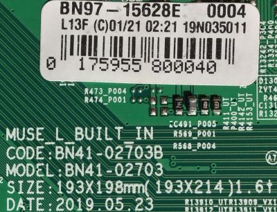 MAIN  PARA TV SAMSUNG / BN94-14031D / BN41-02703B / BN97-15628E / PANEL CY-NN043HGEVMH / MODELO UN43RU7100FXZA BC19  - Imagen 2