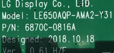 T-CON PARA TV SONY / 6871L-1764A / 6870C-0816A / 1764A / PANEL LE650AQP(AM)(A2) / MODELO XBR-65A8G - Imagen 4