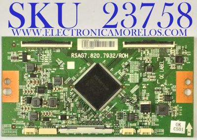 T-CON PARA TV HISENSE / 249606 / RSAG7.820.7932/ROH / PANEL HD650V3U51-TAL3/S2/BZFJ/GM/ROH / MODELO 65H8F