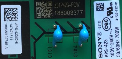 FUENTE PARA TV SONY / NUMERO DE PARTE 1-474-718-11 / 1-983-705-11 / 147471811 / PANEL YD85009UNG01 / MODELO XBR-65A9F / XBR65A9F - Imagen 2