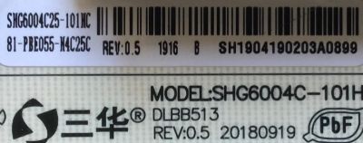 FUENTE DE PODER PARA TV PIONEER / NUMERO DE PARTE 81-PBE055-H4C25C / SHG6004C-101H / DLBB513 / 20180919  - Imagen 2