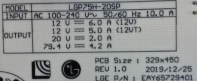 FUENTE DE PODER LG NANOCELL AI THINQ 8K SMART TV / NUMERO DE PARTE EAY65729401 / LGP75H-20SP / 65729401 / PANEL NC750DZD-AAJH1 / MODELO 75NANO99UNA / 75NAN099UNA / 75NANO99UNA.AUSWLJR - Imagen 2