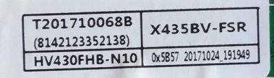 MAIN FUENTE PARA TV SCEPTRE  / NUMERO DE PARTE X435BV-FSR / TP.MS3553.PB753 / T201710068B / 8142123352138 / HV430FHB-N10 / C17120068 / PANEL HV430FHB-N10 / MODELO H43 ULTV53DC - Imagen 2