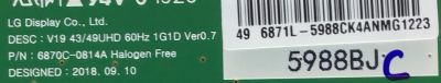 T-CON PARA TV SONY / NUMERO DE PARTE 6871L-5988B / 6870C-0814A / 5988B / PANEL LC490EQY(SM)(A2) / MODELO XBR-49X800H / XBR49X800H - Imagen 2
