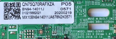 MAIN PARA SMART TV SAMSUNG QLED 4K HDR RESOLUCION (3,840 x 2,160) / NUMERO DE PARTE BN94-14011J / BN41-02695A / BN97-15553G / PANEL CY-TR075FLAVDH / MODELO QN75Q70RAFXZA AB03 - Imagen 2