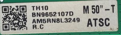 MAIN PARA TV SAMSUNG 4K·UHD·HDR ((SMART TV)) / NUMERO DE PARTE BN96-52107D / BN41-02756B / BN9652107D / SUSTITUTAS BN94-15274U / BN94-15765G / PANEL CY-BT050HGPV1H / DISPLAY CC500PV6D VER.01 / MODELOS UN50TU80 / UN50TU8000FXZA / YA01 / YA11 / YB06 / YB12 - Imagen 2