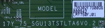 T-CON  PARA SONY SMART TV / NUMERO DE PARTE 1-897-096-11 / LJ94-39302F / 17Y_75_SGU13TSTLTA6V0.2 / 39302F / SGU13TSTLTA6V0.2 / PANEL YD7S750DTD01 / MODELO XBR-75X940E / XBR75X940E - Imagen 2