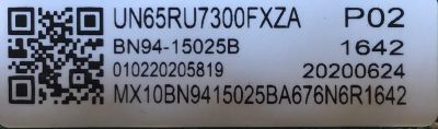 MAIN PARA SMART TV SAMSUNG 4K UHD CON HDR RESOLUCION (3844 x 2160) / NUMERO DE PARTE BN94-15025B / BN41-02703C / BN97-16391U / PANEL CY-CN065HGLV2H / DISPLAY BN96-45620A / LSF650FN08-N01 / MODELOS UN65RU7300FXZA FA02 / UN65RU7300FXZA FA01  - Imagen 2