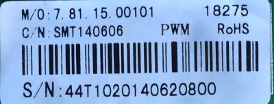 MAIN PARA TV INSIGNIA / NUMERO DE PARTE  SMT140606-07535 / CV3393BH-M / 7.81.15.00101 / 18275 / 44T1020140620800 / PANEL SM275TCA05 D0306 / MODELO NS-28D310NA15 - Imagen 3
