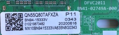 MAIN PARA SMART TV SAMSUNG QLED CON HDR RESOLUCION (3,840 x 2,160) / NUMERO DE PARTE  BN94-15333V / BN41-02749A / BN97-16592N / PANEL CY-TT055FMAV4H / MODELO QN55Q80TAFXZA AC02 - Imagen 3