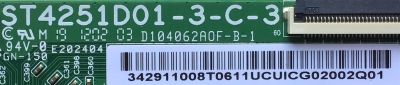 T-CON PARA TV TCL / WESTINGHOUSE / TOSHIBA / NUMERO DE PARTE 342911008T0611 / 34.29110.08T / ST4251D01-3-C-3 / 342911008T / D104062AOF-B-1 / DISPLAY ST4251D01-6 / PANEL´S LVU430NEBL / K430WDCRA / MODELOS 43S525 / 43LF621U21 / WR43UT4009 - Imagen 2