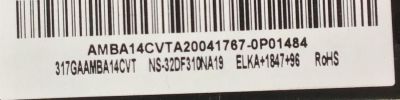 MAIN PARA TV INSIGNIA / NUMERO DE PARTE  317GAAMBA14CVT / TD.T950.67 / A20041767-0P01485 / AMBA14CVTA2041767-0P01484 / PANEL TPT315B5-1A058.L REV:S2AA / MODELO NS-32DF310NA19 - Imagen 3