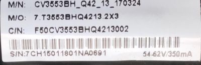 MAIN FUENTE PARA TV JENSEN / NUMERO DE PARTE  LTE32510-1 / CV3553BH-Q42 / 7.T3553BHQ4213.3X3 / F50CV3553BHQ4213002 / 7CH1501 / MODELO JE3217 - Imagen 3