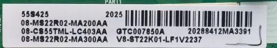 MAIN PARA SMART TV TCL ROKU 4K UHD CON HDR RESOLUCION (3840 X 2160) / NUMERO DE PARTE 08-CS55TML-LC403AA / 40-MS22R3-MAA2HG / MS22R3 / 08-MS22R02-MA200AA / 08-MS22R02-MA300AA / V8-ST22K01-LF1V2237 / E148158 / PANEL LVU550NDEL / MODELO 55S425 / 55S421 - Imagen 2