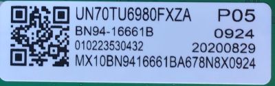 MAIN PARA SMART TV SAMSUNG Crystal UHD 4K CON HDR RESOLUCION (3,840 x 2,160) / NUMERO DE PARTE  BN94-16661B / BN41-02751A / BN97-17935H / PANEL CY-BT070HGSV1H / MODELO UN70TU6980FXZA UA01 - Imagen 2