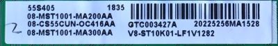 MAIN PARA TV TCL·ROKU 4K UHD HDR SMART TV  / NUMERO DE PARTE 08-CS55CUN-OC416AA / 40-MST10C-MAB2HG / 08-MST1001-MA200AA / V8-ST10K01-LF1V1282 / 08-MST1001-MA300AA / PANEL LVU550ND1L CD9W26 / DISPLAY ST5461D07-1 / MODELOS 55S405 / 55S403 - Imagen 2