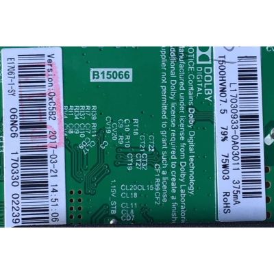 MAIN FUENTE (COMBO) PARA TV ELEMENT / NUMERO DE PARTE E17067-1-SY /  L17030933 / TP.MS3393.PB801 / T500HVN07.5 / 0XC5B2 / MODELO ELEFW5017 / ELEFW5017 LE-50GV350-D3 - Imagen 2