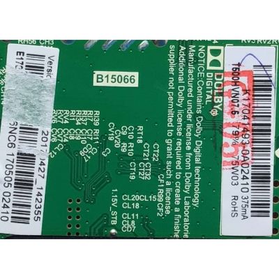 MAIN FUENTE PARA TV ELEMENT / NUMERO DE PARTE  K17041493 / TP.MS3393.PB801 / K17041493-0A02410 / 142355 / 170505 / MODELO ELFW5017 - Imagen 2