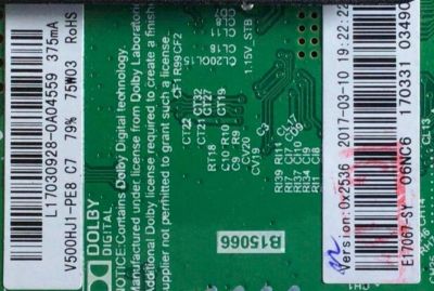 MAIN FUENTE (COMBO) PARA TV ELEMENT / NUMERO DE PARTE L17030928 / TP.MS3393.PB801 / V500HJ1-PE8 / 170331 / E17067-SY / PANEL T500-V35-DLED / MODELO ELFW5017 D7A0M0 - Imagen 2