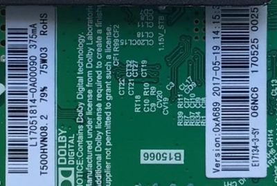 MAIN FUENTE (COMBO) PARA TV ELEMENT / NUMERO DE PARTE L17051814 / TP.MS3393.PB801 / T500HVN08.2 / E17134-3-SY / PANEL T500-V35-DLED / MODELO ELFW5017 F7A2M0 - Imagen 2